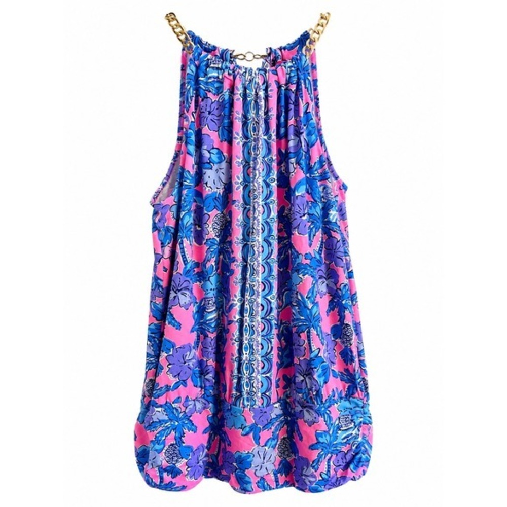 NWT Lilly Pulitzer Bowen Halter Top S Soleil Pink Palm Paradise MSRP $108